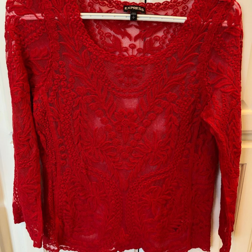 Express Red Lace Shirt
